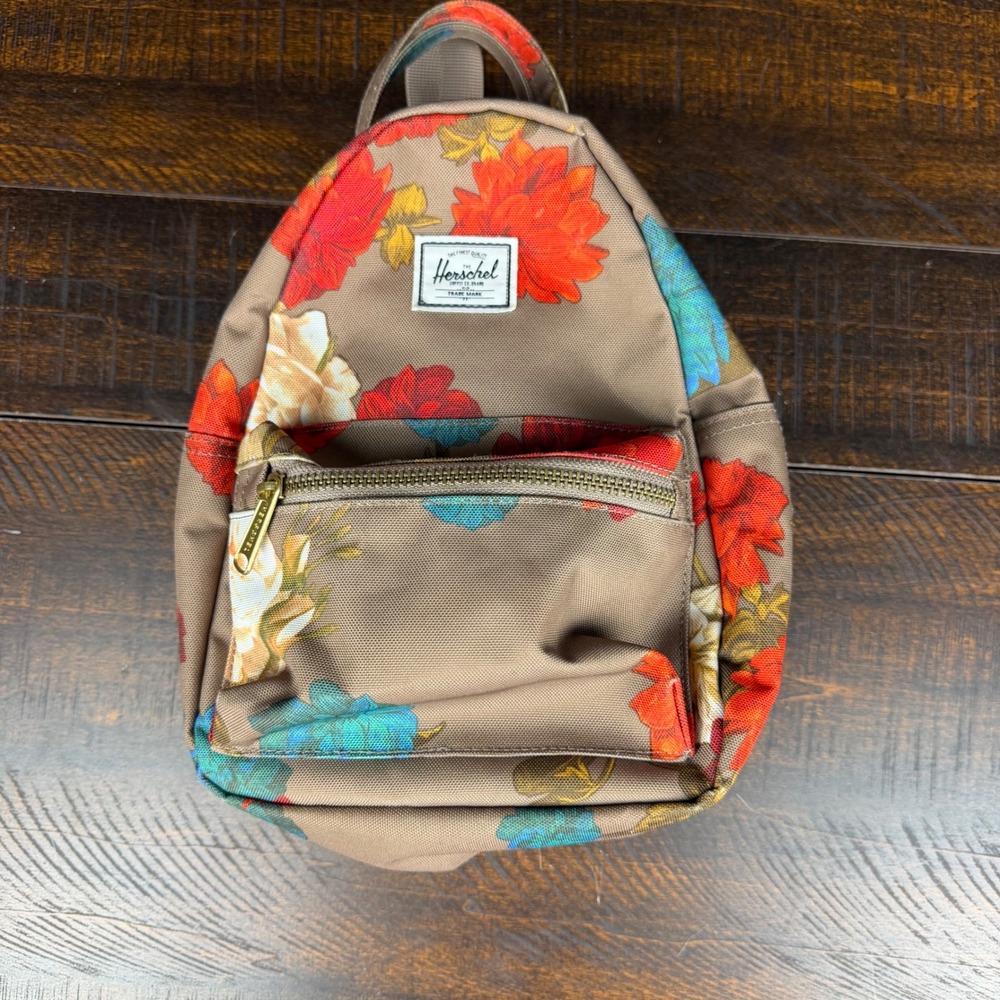 Herschel Nova Mini Backpack Brown Floral OS Canvas Boho School Travel Bag